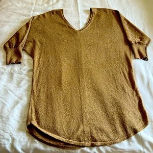 Express Gold Sparkle Dolman Sleeve Back Buttoned Down Sweater